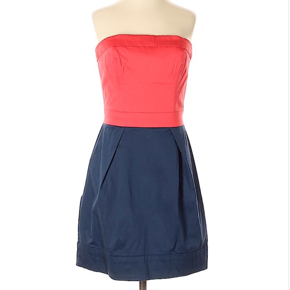 French Connection Color Block Strapless Dress